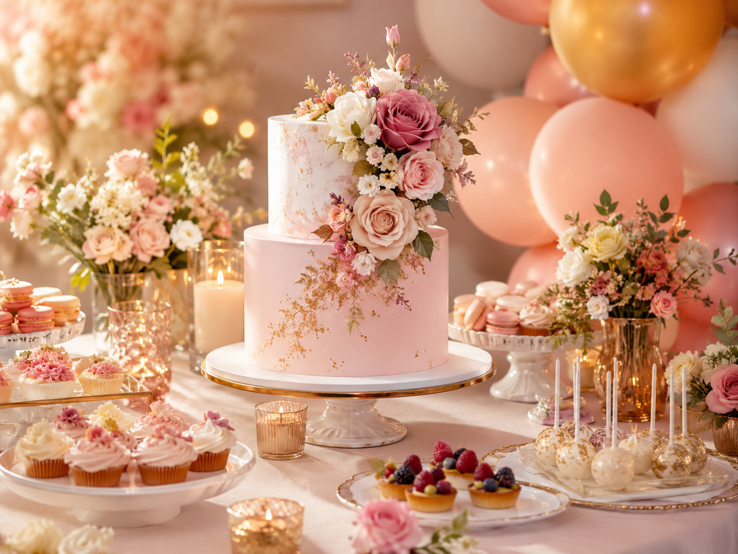 Pastel dessert table